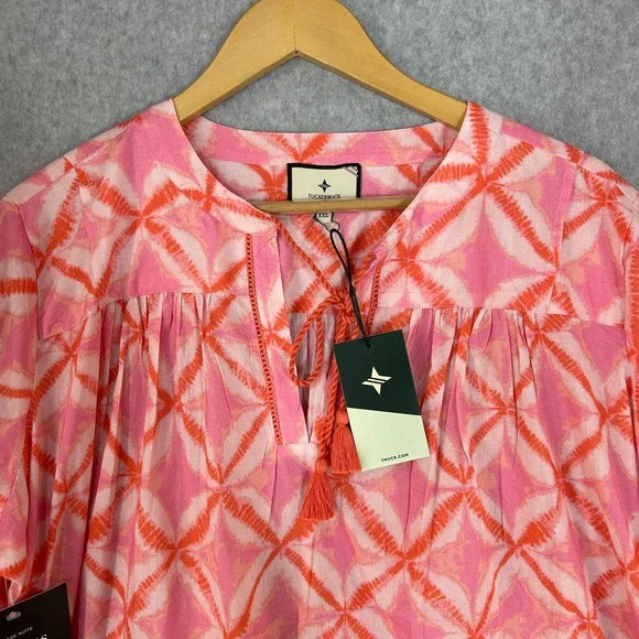 Tuckernuck Bondi Coverup Tunic Beach Top Orange Pink Diamond Dye Size XXL NWT